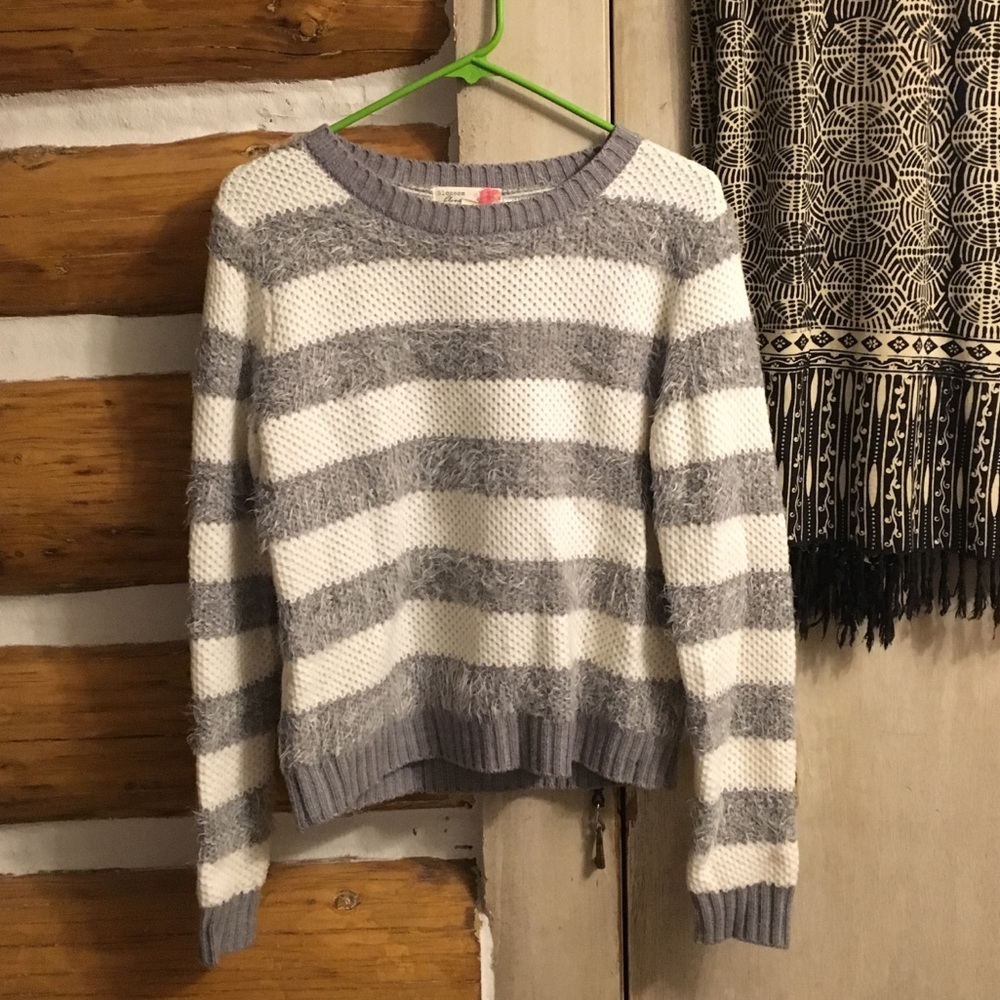 Fuzzy striped sweater